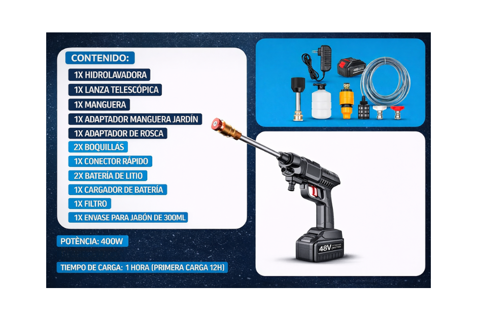 Combo Hidrolavadora + Aspiradora Portátil
