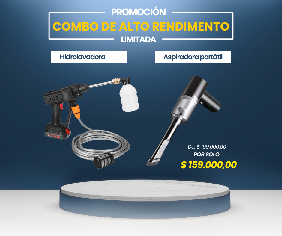 Combo Hidrolavadora + Aspiradora Portátil